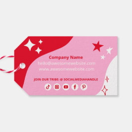Etiquetas Para Regalos Personalizado de las Estrellas Rojas Rosa Logotipo