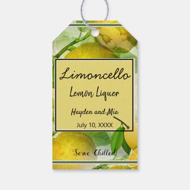 Etiquetas Para Regalos Personalizado de Limoncello (Reverso)