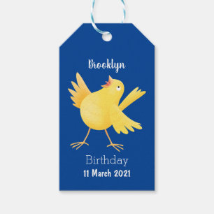 Etiquetas Para Regalos Personalizado de pájaro canario amarillo cantando 