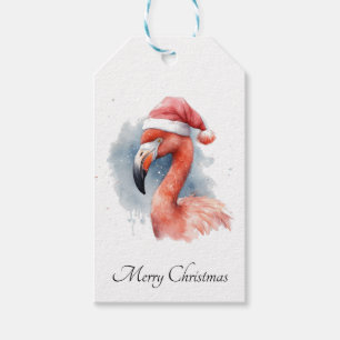 Etiquetas Para Regalos Personalizado de Santa Claus Snowbird Flamingo