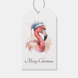 Etiquetas Para Regalos Personalizado de Santa Claus Snowbird Flamingo