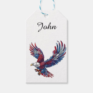 Etiquetas Para Regalos Personalizado de un águila, concepto del 4 de juli