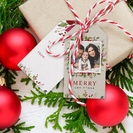 Etiquetas Para Regalos Personalizado de verdor alegre foto navidad