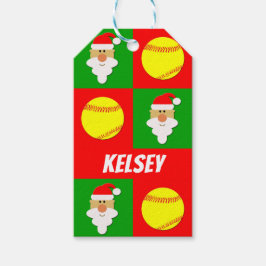 Etiquetas Para Regalos Personalizado Fastpitch Softball Santa Clause Navi