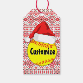 Etiquetas Para Regalos Personalizado Fastpitch Softball Santa Hat Navidad