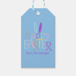 Etiquetas Para Regalos Personalizado Feliz Pascua Conejito Oídos Azul Púr