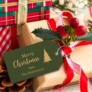 Etiquetas Para Regalos Personalizado Green & Gold Feliz Navidad