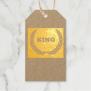 Etiquetas Para Regalos Personalizado King texto Premium Kraft Relieve met