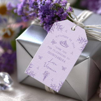 Etiquetas Para Regalos Personalizado Lavender Lilac Quinceañera Favor