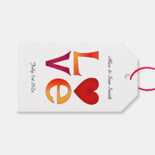 Etiquetas Para Regalos Personalizado LOVE Square Boda Fecha de celebració