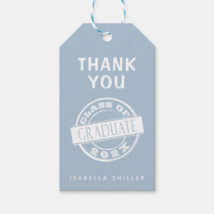 Etiquetas Para Regalos Personalizado Moderno Dusty Blue Graduate Gracias