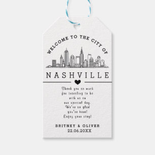 Etiquetas Para Regalos Personalizado Nashville Skyline - Bienvenida Boda