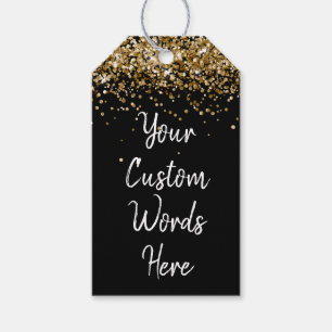 Etiquetas Para Regalos Personalizado Negro Blanco y Dorado Brillo