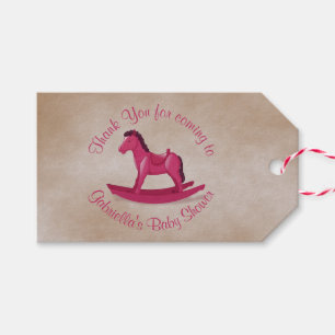 Etiquetas Para Regalos Personalizado rosado de la niña del caballo