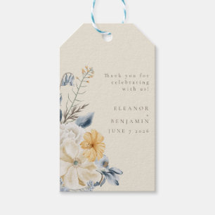 Etiquetas Para Regalos Personalizado Rustic Blue Yellow Floral Boda Graci