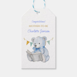 Etiquetas Para Regalos Personalizado Teddy Bear leyendo un libro en Baby 