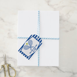 Etiquetas Para Regalos Personalizado Tennis Country Club Blue Striping