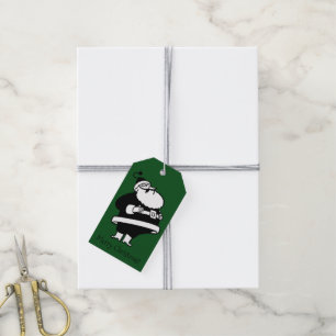 Etiquetas Para Regalos Personalizado Vintage Laughing Santa Green