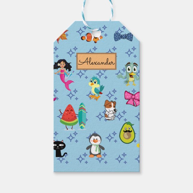 Etiquetas Para Regalos Personalizados brillan lindos personalizados azule (Anverso)