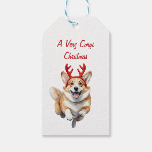 Etiquetas Para Regalos Personalizar a los Navidades Corgi con los renos