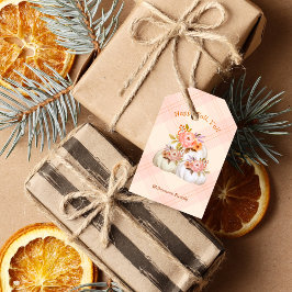 Etiquetas Para Regalos Personalizar de Acción de Gracias Rosado de la Cos