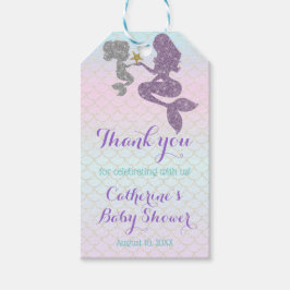 Etiquetas Para Regalos Personalizar Mermaid Baby Shower Sparkle Purple Ve