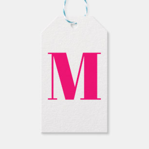 Etiquetas Para Regalos Personalizar monogramo fuchsia rosa inicial blanca