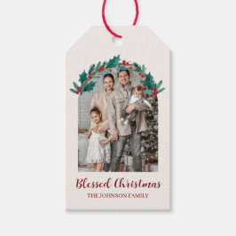 Etiquetas Para Regalos Personalized Christmas Wreath Photo Gift Tag