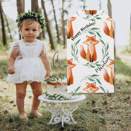 Etiquetas Para Regalos Personalized Cute Fox woodland birthday