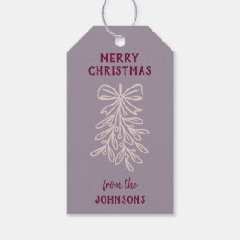 Etiquetas Para Regalos Personalized Family Name Merry Christmas Mistletoe