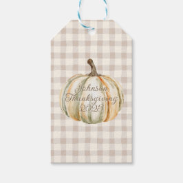 Etiquetas Para Regalos Personalized Family Thanksgiving Neutral Gingham 