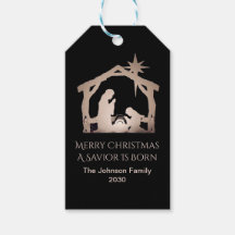 Personalized Merry Christmas Gold Nativity