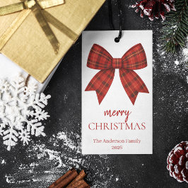 Etiquetas Para Regalos Personalized Merry Christmas | Red Plaid Bow