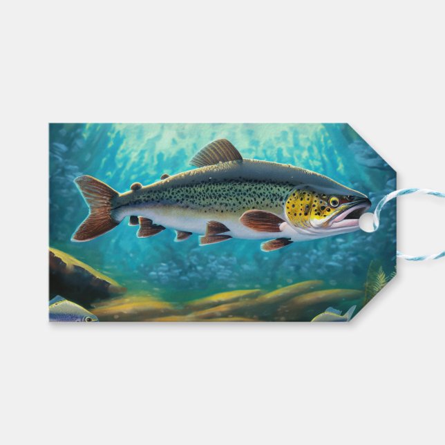 Etiquetas Para Regalos Pesca de truchas (Frente (Horizontal))