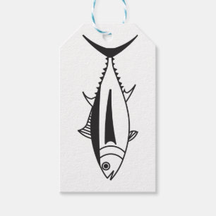 Etiquetas Para Regalos Pescado de atún en blanco y negro