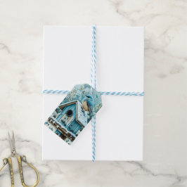 Etiquetas Para Regalos Petirrojo azul caprichoso de Navidad