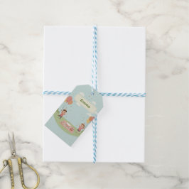 Etiquetas Para Regalos Picnic de cumpleaños, estilo retro adorable, 