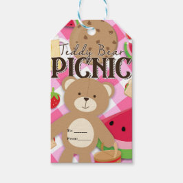 Etiquetas Para Regalos Pícnic del Oso de Peluche Rosa Favor de Cumpleaños