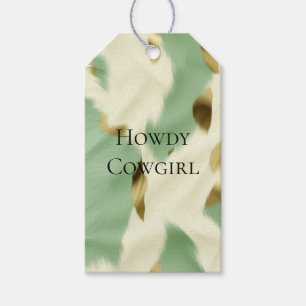 Etiquetas Para Regalos Piel de vaca blanco Mint Green Gold