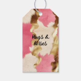 Etiquetas Para Regalos Piel de vaca de oro de crema rosa