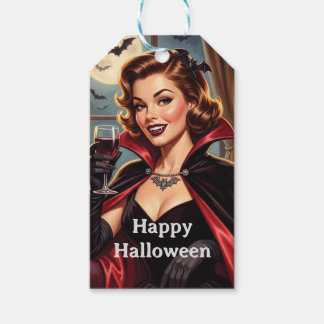 Etiquetas Para Regalos Pin-up de Halloween vampiro vintage | Personalizar