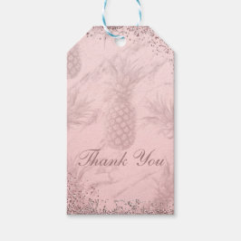 Etiquetas Para Regalos Piña Tropical con Brillo de Rosa Dorado Rosa Favor
