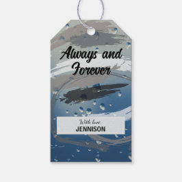 Etiquetas Para Regalos Pincel negro, blanco y gris siempre y para siempre