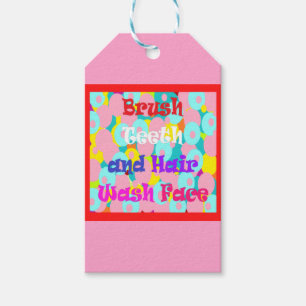 Etiquetas Para Regalos Pincel Teeth Wash Face niños divertidos diseño bri