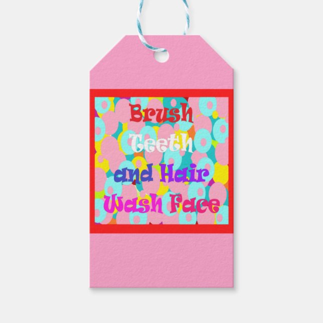 Etiquetas Para Regalos Pincel Teeth Wash Face niños divertidos diseño bri (Anverso)
