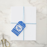 Etiquetas Para Regalos Pinceles Rayas Azul Personalizado Bar Bat Mitzvah<br><div class="desc">¡Etiqueta de regalo perfecta para un murciélago mitzvah, bar mitzvah u otra celebración judía! Hand hizo arte abstracto con brochas sueltas para ti en la parte delantera y trasera. ¡TODO PERSONALIZABLE! Haga clic en "Personalizar" para editar el texto. Haga clic en "editar usando la herramienta de diseño" para ajustar las...</div>