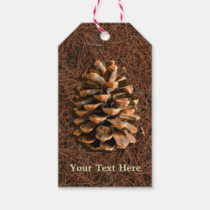 Etiquetas Para Regalos Pine Cone Sobre Las Agujas Caídas