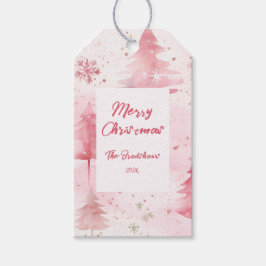 Etiquetas Para Regalos Pine Trees Pink Christmas