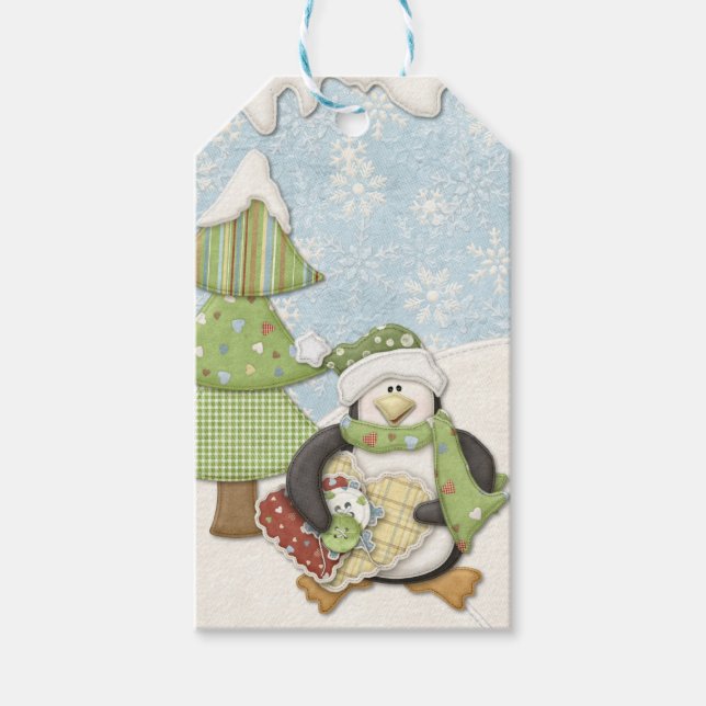 Etiquetas Para Regalos Pingüino de masas (Anverso)