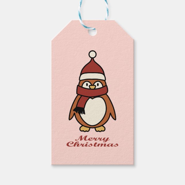 Etiquetas Para Regalos pingüino de navidad (Anverso)